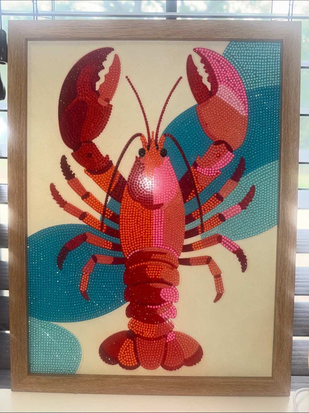 🦞 Finished & Framed Lobster Diamond Art | Coastal Wall Decor
